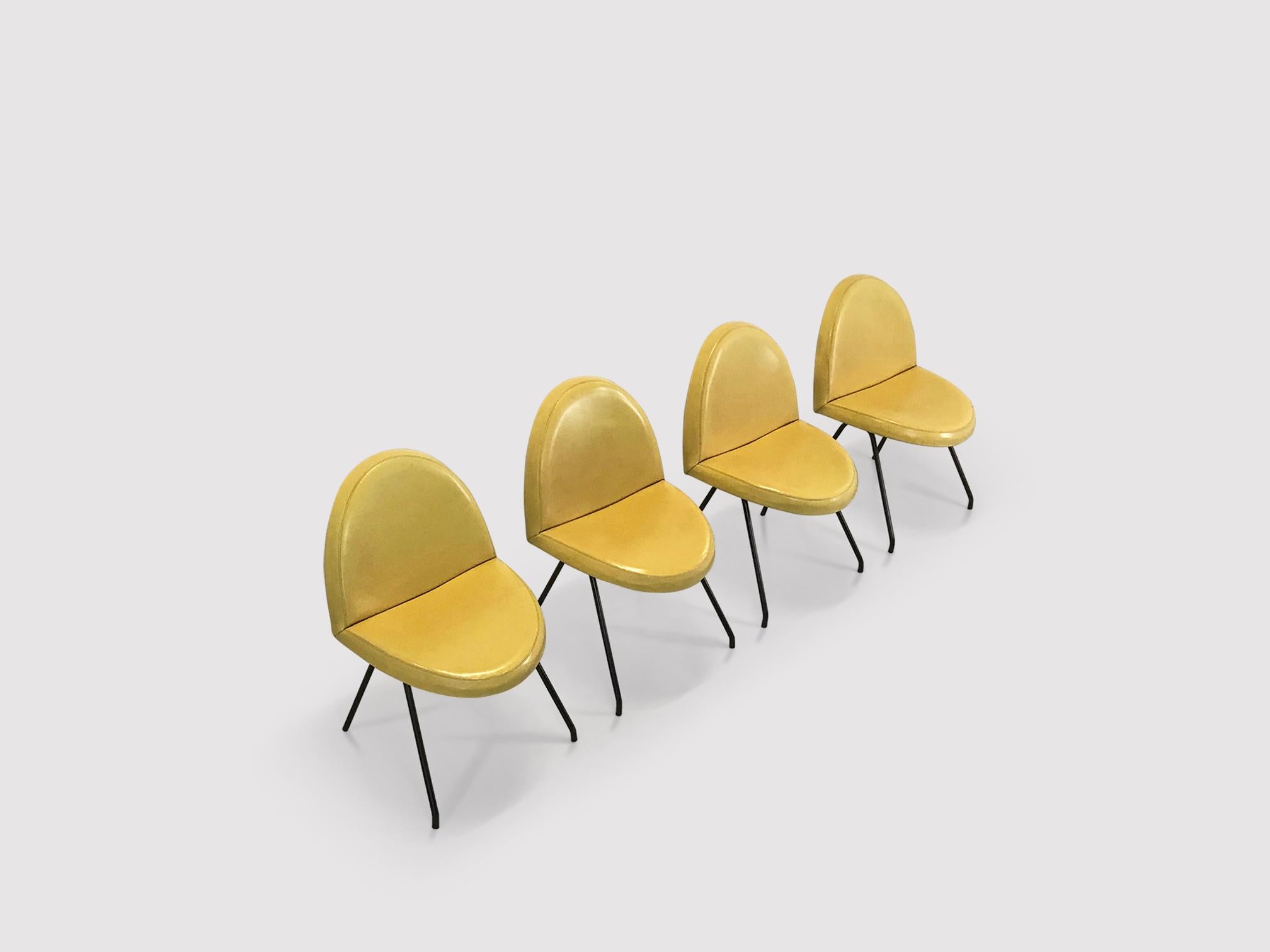 French 771 Language dining chairs by Joseph André Motte for Steiner France 1950s, set 4