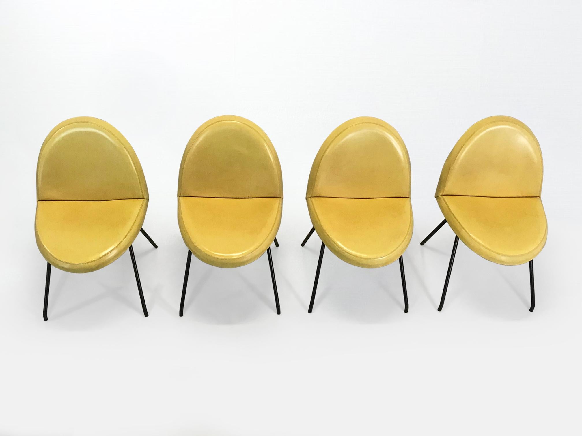 French 771 Language dining chairs by Joseph André Motte for Steiner France 1950s, set 4 For Sale