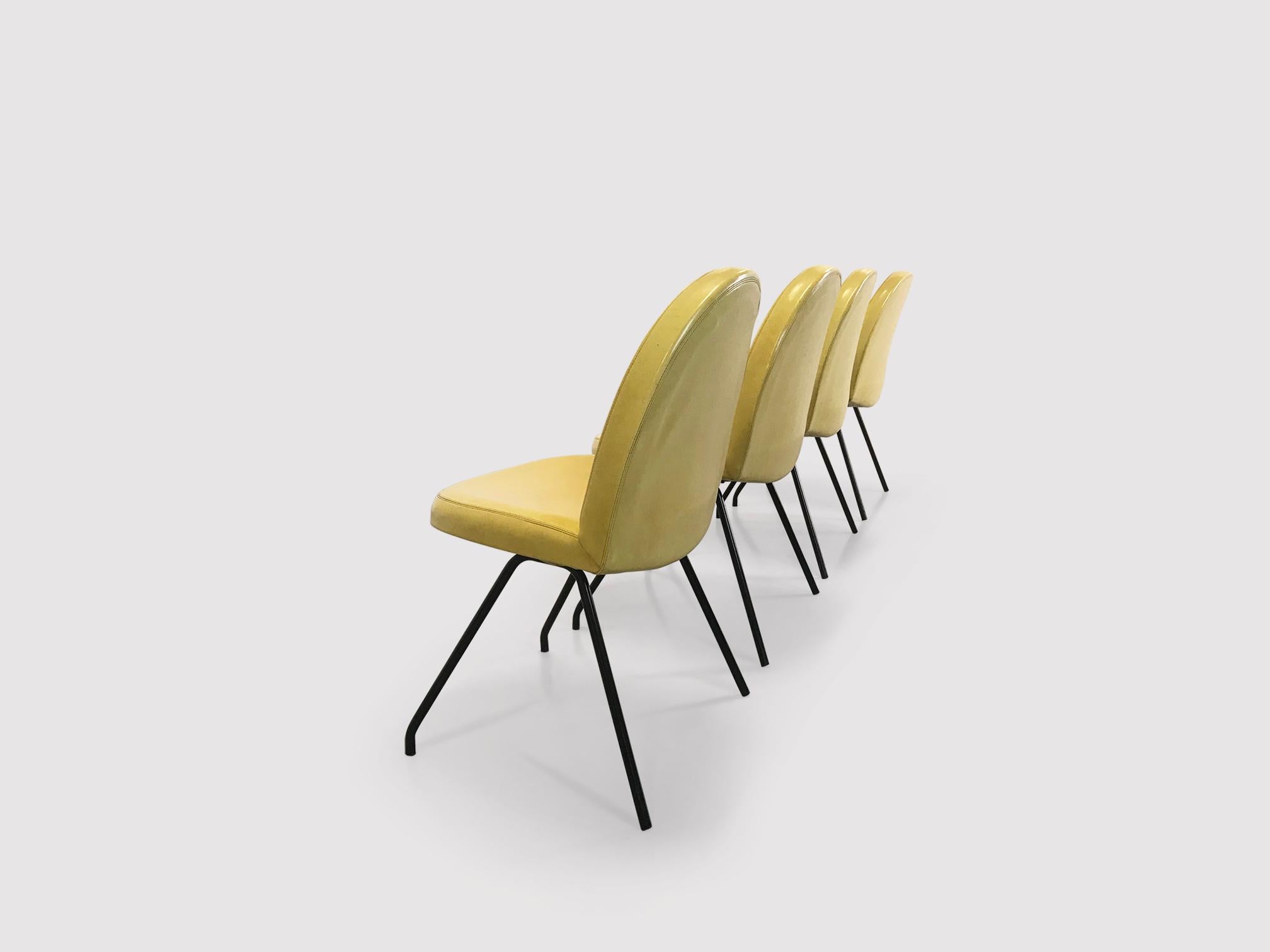 Mid-20th Century 771 Language dining chairs by Joseph André Motte for Steiner France 1950s, set 4