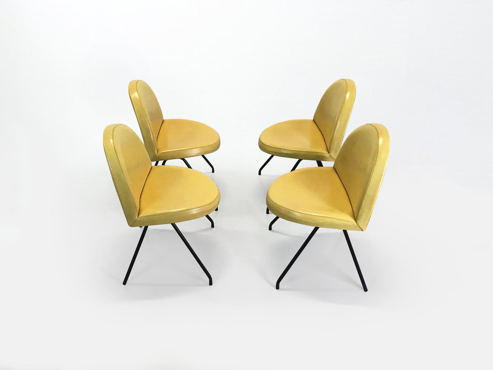 771 Language dining chairs by Joseph André Motte for Steiner France 1950s, set 4 For Sale 1