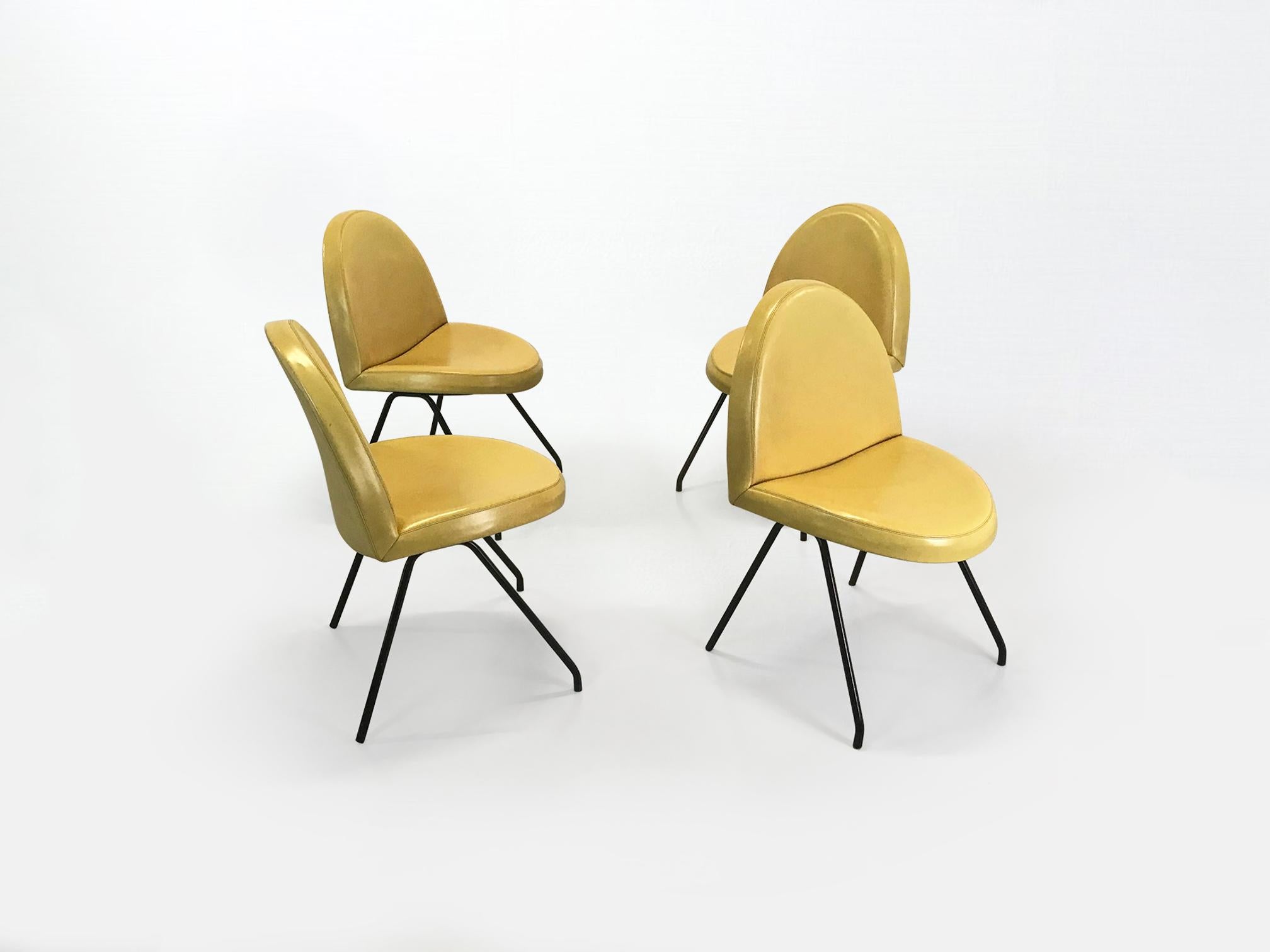 771 Language dining chairs by Joseph André Motte for Steiner France 1950s, set 4 For Sale 2