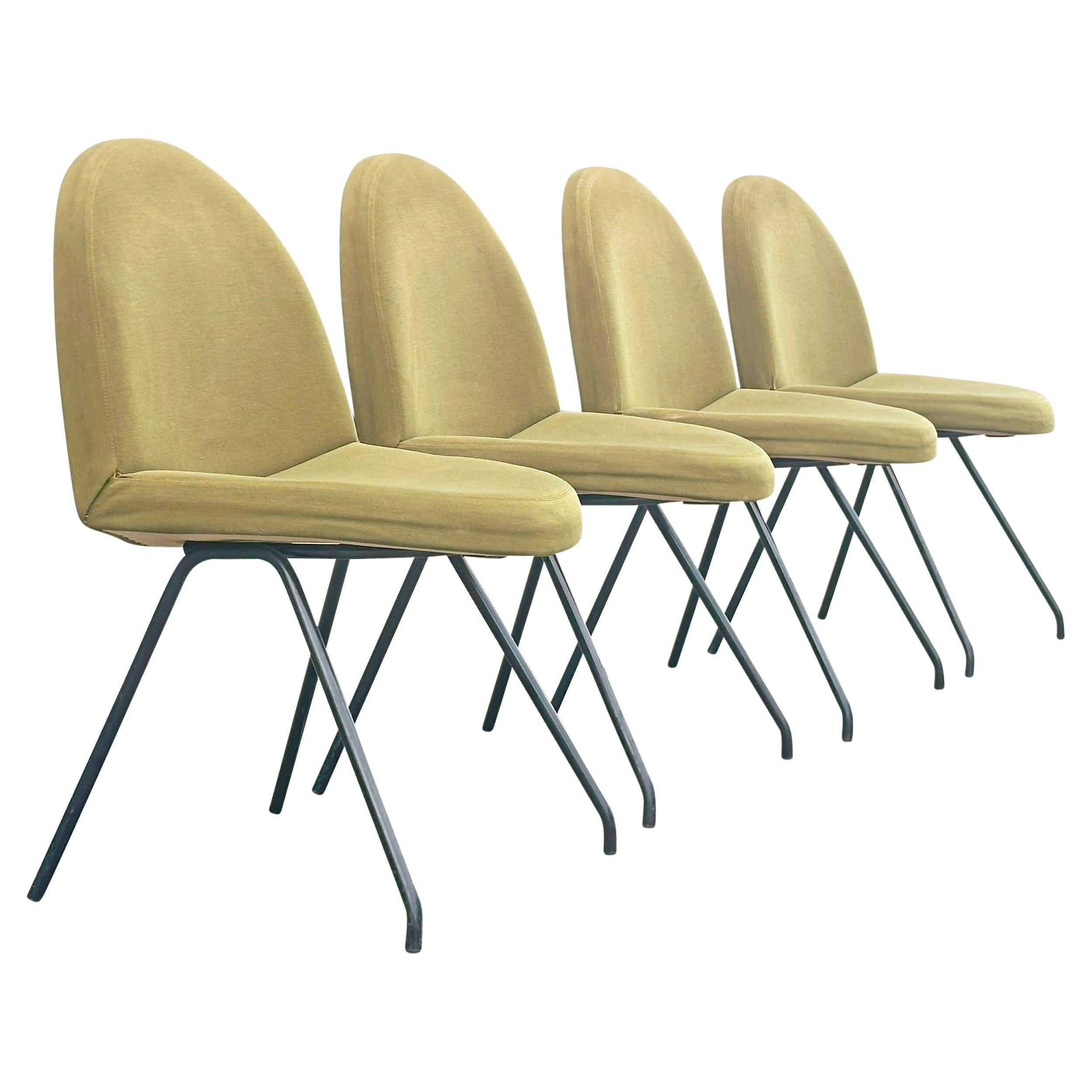 771 Sedie da pranzo in lingua di Joseph-André Motte per André Steiner France 1950, set 4 in vendita