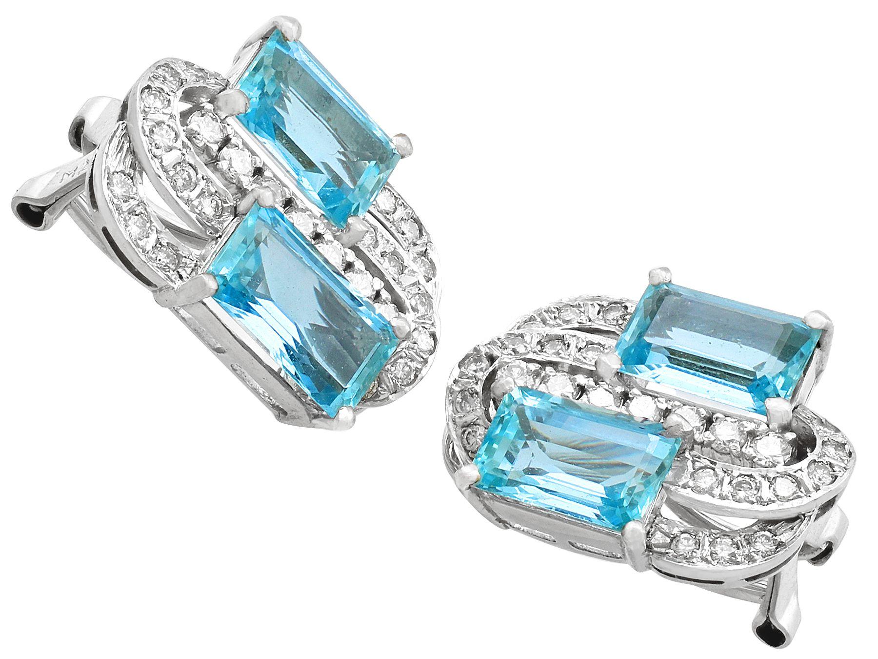 Vintage 7.72 Carat Aquamarine and 1.18 Carat Diamond White Gold Earrings In Excellent Condition For Sale In Jesmond, Newcastle Upon Tyne