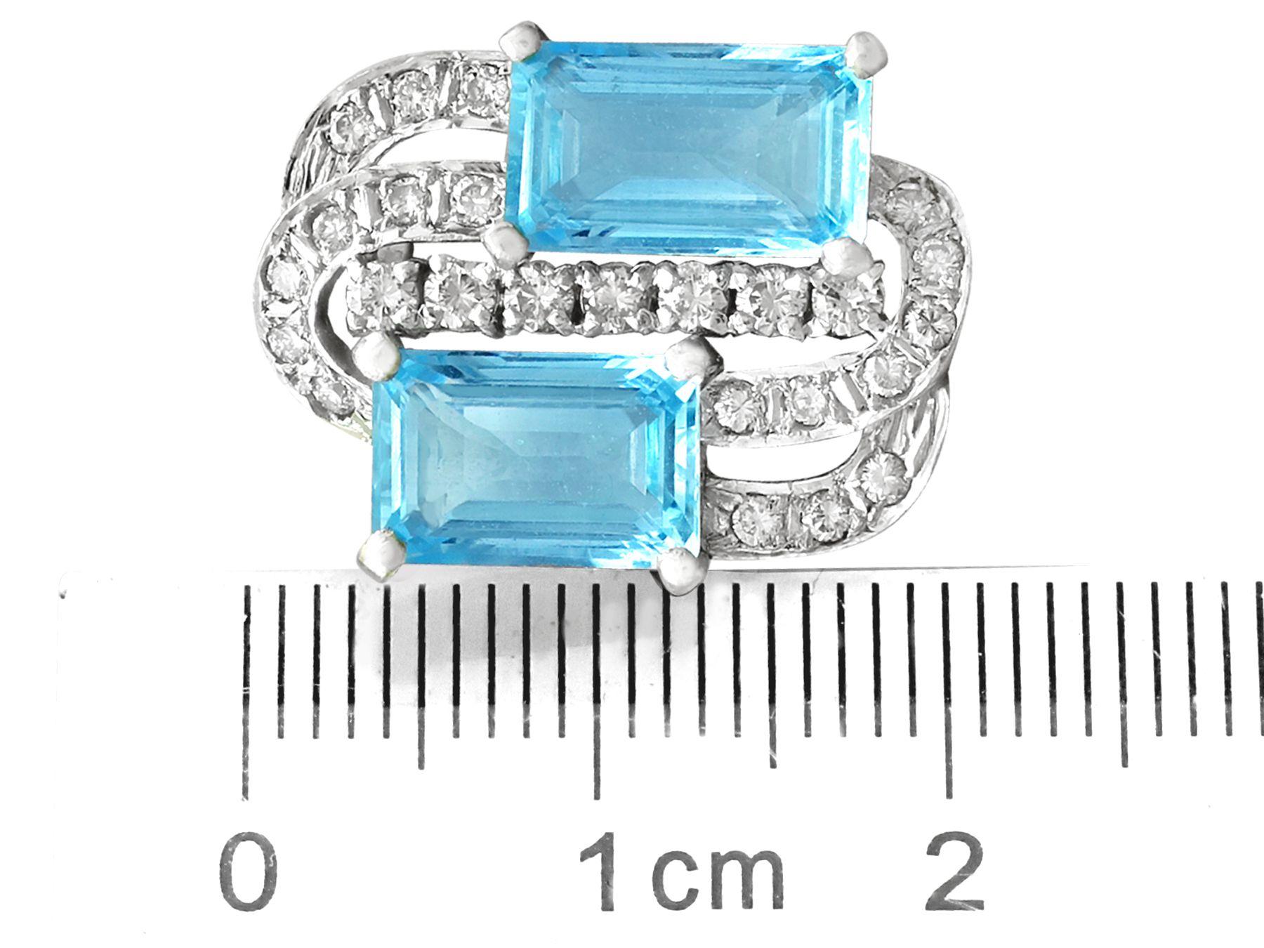 Vintage 7.72 Carat Aquamarine and 1.18 Carat Diamond White Gold Earrings For Sale 3