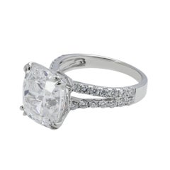 7.72 Carat Cushion Diamond Ring Brilliant White 18K Gold Heirloom-Worthy Glow