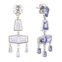 7.72 Carat Tanzanite Diamond 14 Karat Gold Earrings