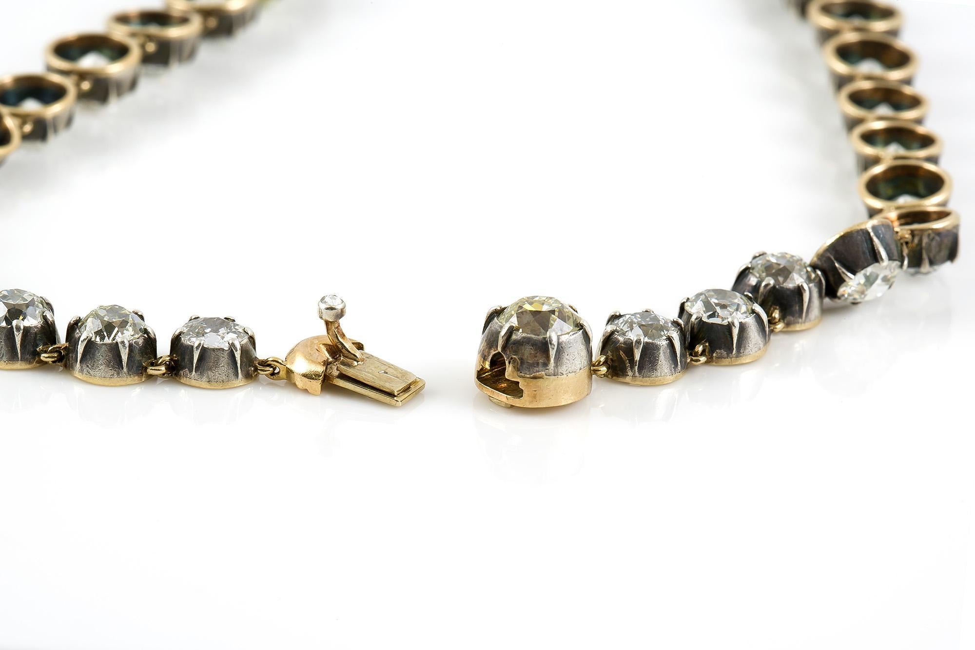 De las mujeres 77,20 Quilates Antiguo Collar Riviera de Diamantes de Corte Europeo en venta