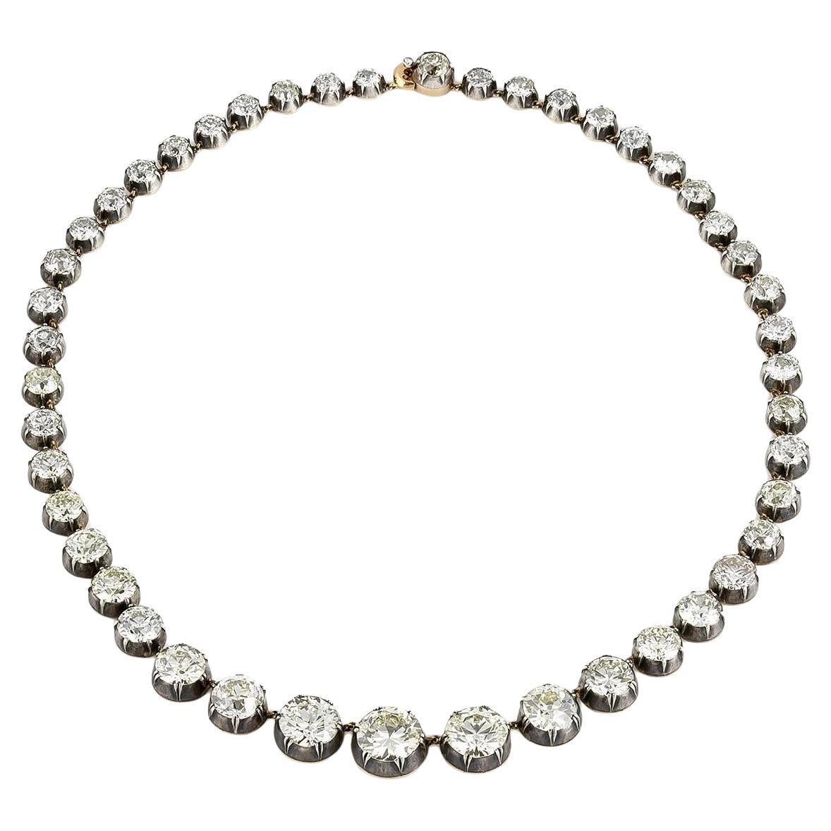 77.20 Carat Old European Cut Diamond Riviera Necklace