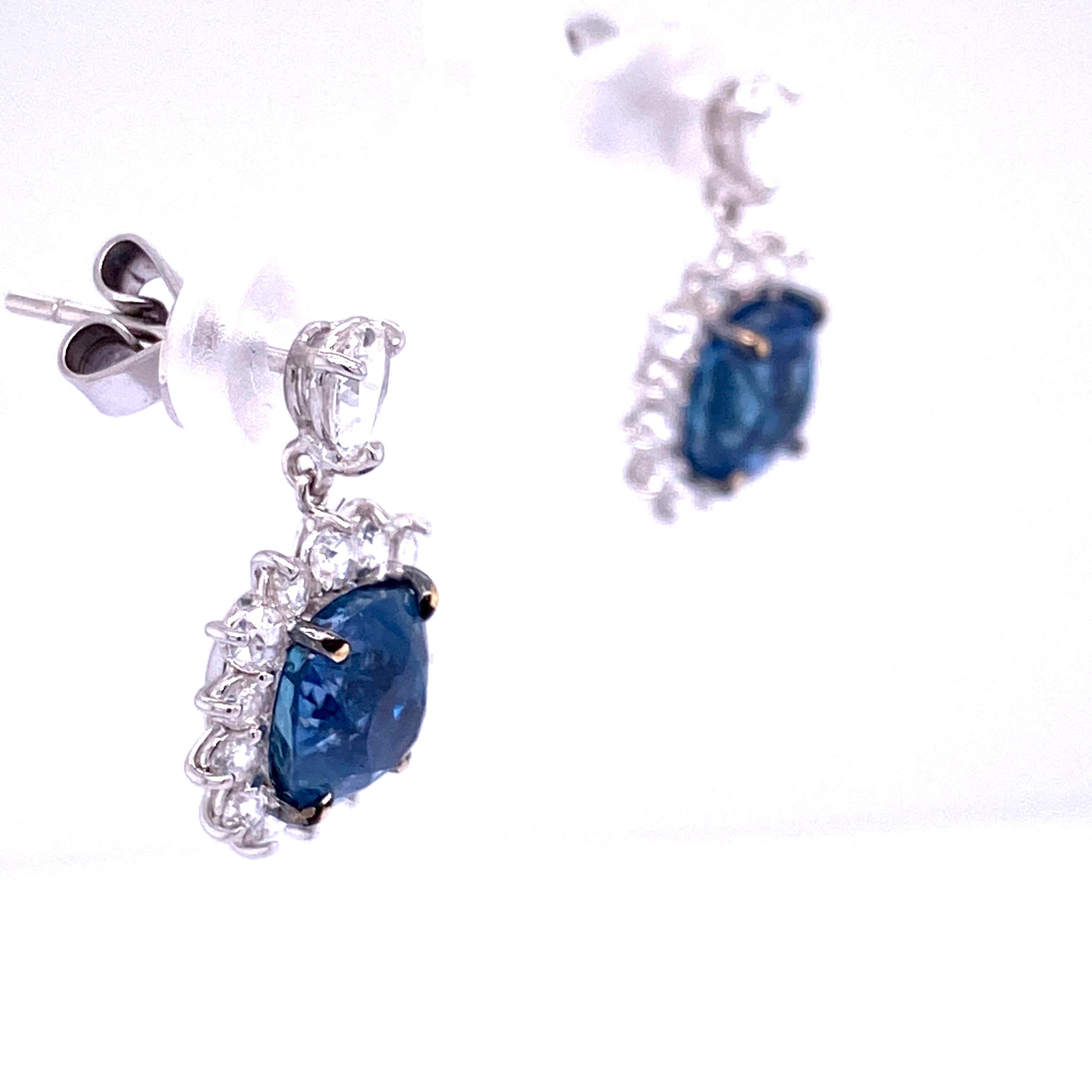 7.73 Carat GRS Certified Unheated Burmese Sapphires and Diamond Gold Earrings 6