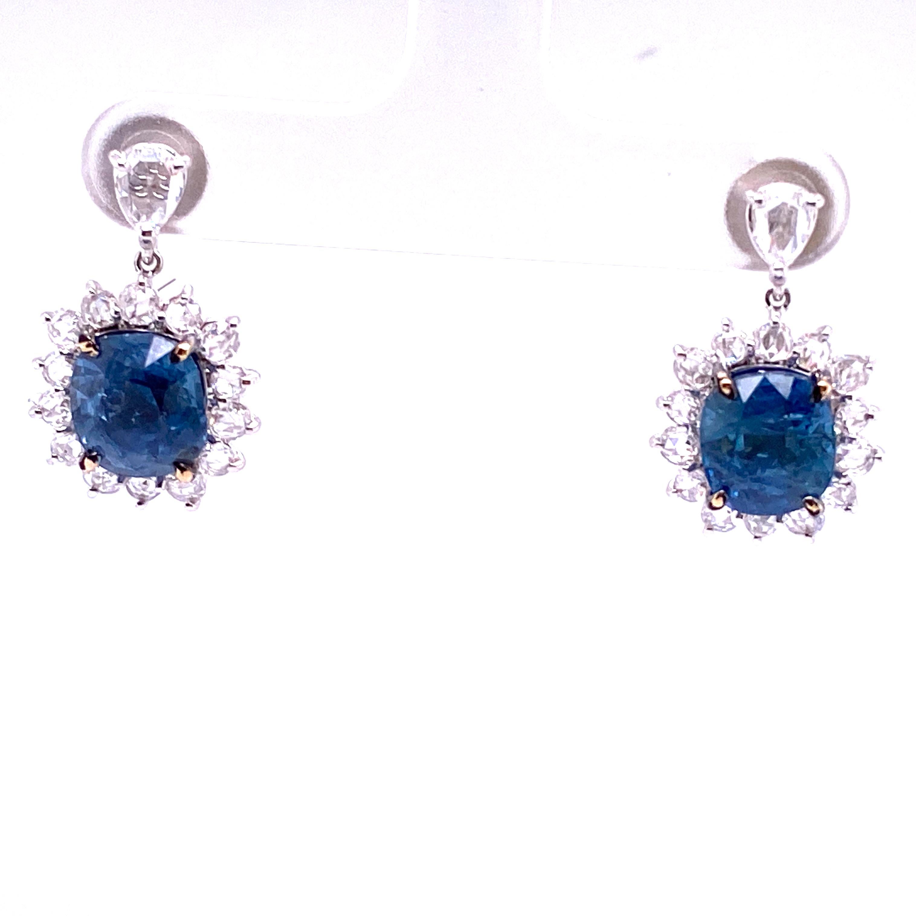 7.73 Carat GRS Certified Unheated Burmese Sapphires and Diamond Gold Earrings 7