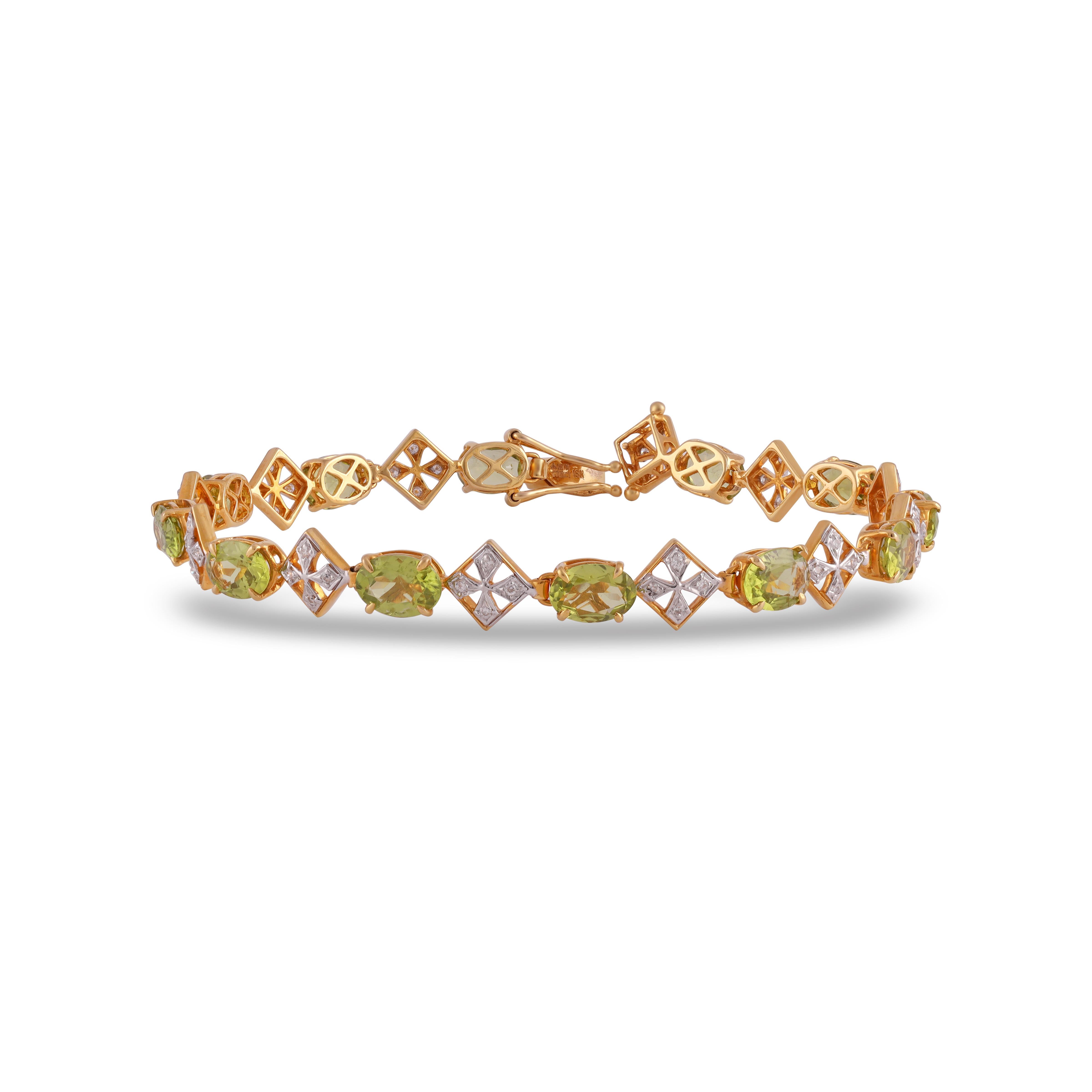 7.73 Carat Peridot & Diamond Bracelet  in 18k Gold

This magnificent Oval shape Peridot Bracelet is incredulous. The solitaire Oval-shaped Oval-cut Peridot are beautifully with Diamond.



Details of the piece:
Peridot : 7.73 Carat
Diamond :