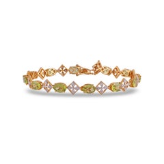 Bracelet péridot et diamant de 7,73 carats  en or 18k