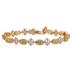Pulsera de Peridoto y Diamantes de 7,73 Quilates  en oro de 18 quilates