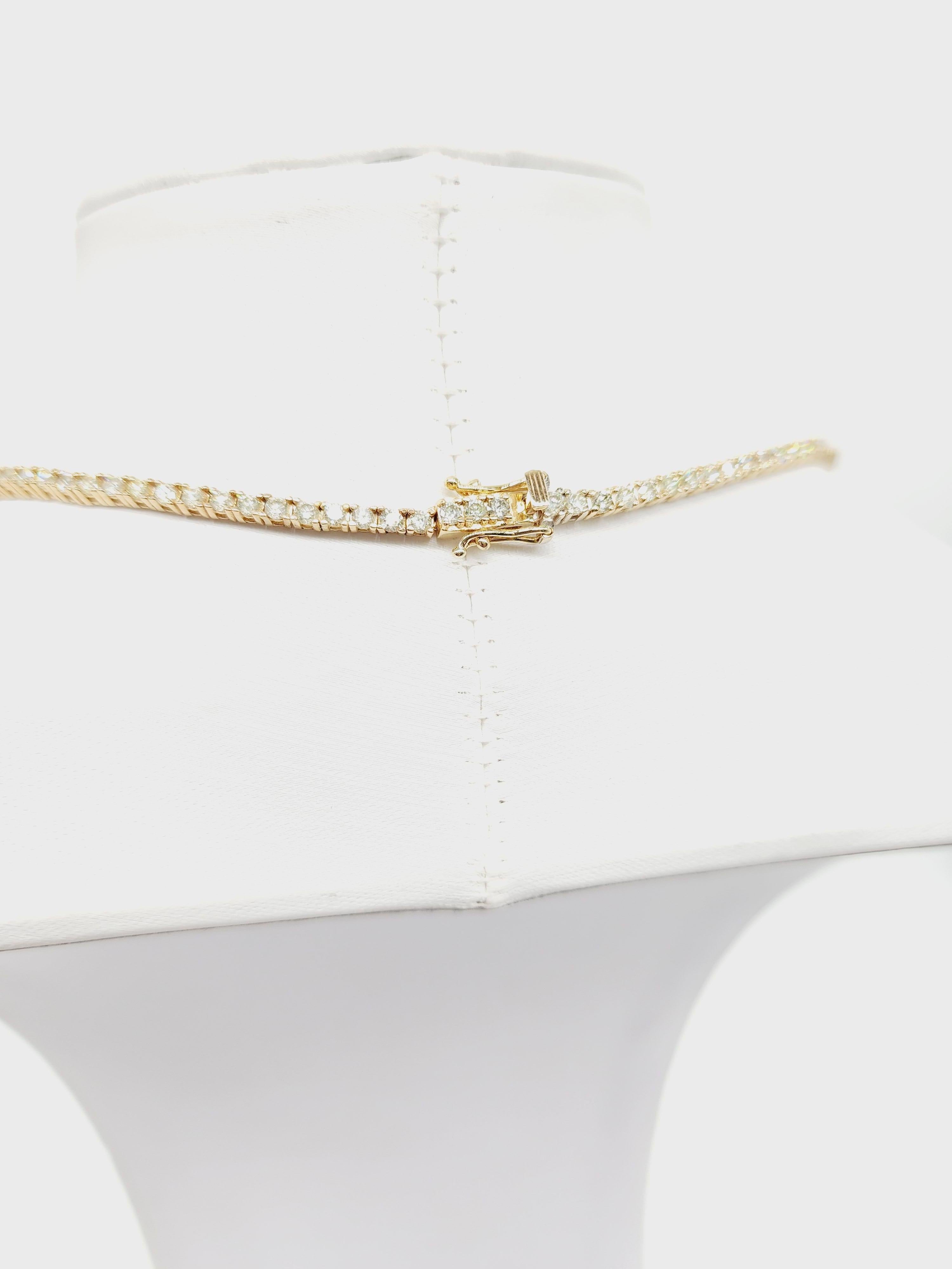 7.73 Carat Round Brilliant Cut Diamond Tennis Necklace 14 Karat Yellow Gold 20'' 1