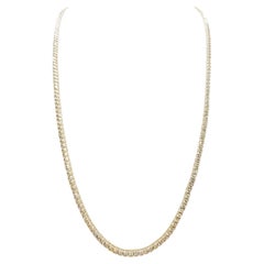 7.73 Carat Round Brilliant Cut Diamond Tennis Necklace 14 Karat Yellow Gold 20''