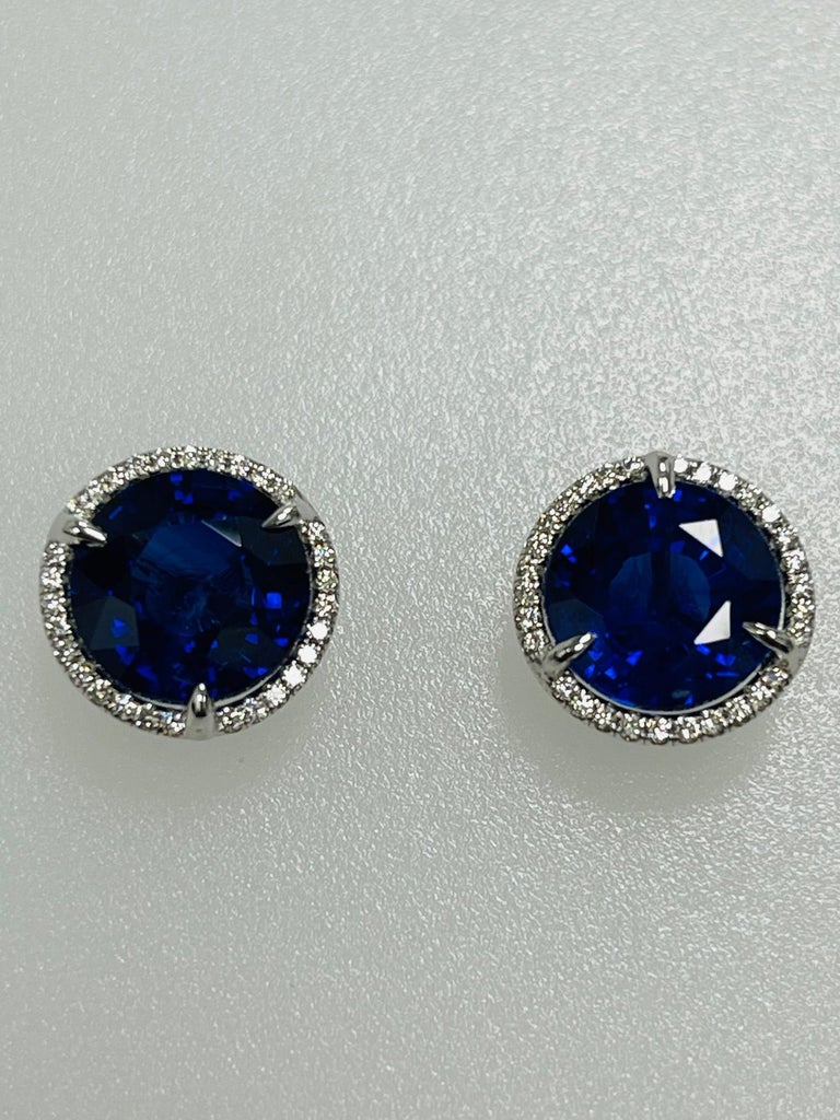 7.73 Carat Sapphire Diamond Martini Style Earrings For Sale at 1stDibs