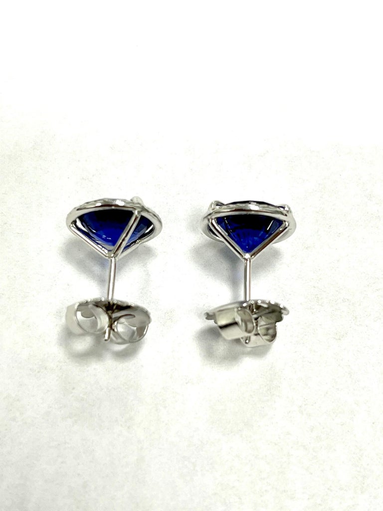 7.73 Carat Sapphire Diamond Martini Style Earrings For Sale at 1stDibs