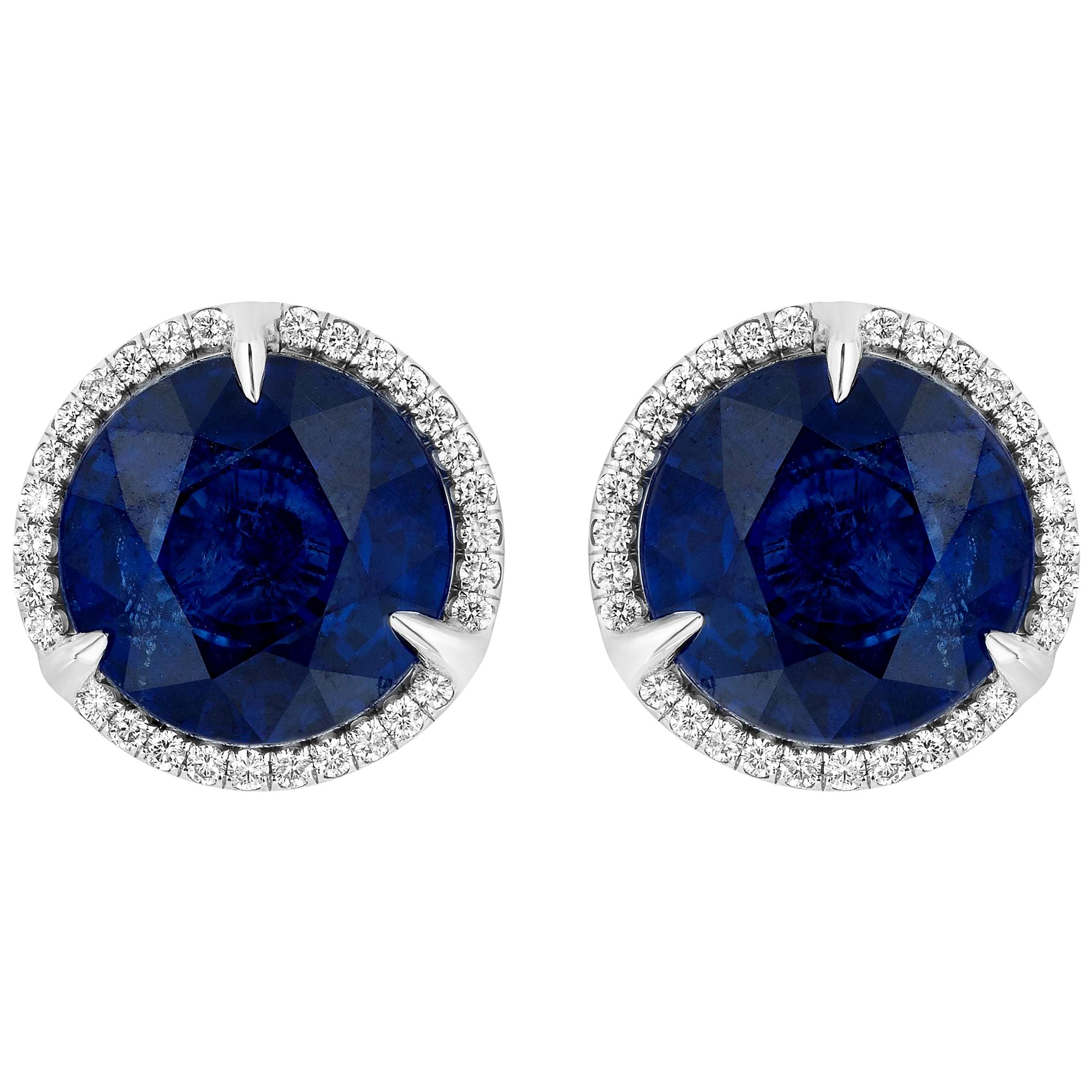 7.73 Carat Sapphire Diamond Martini Style Earrings For Sale at 1stDibs