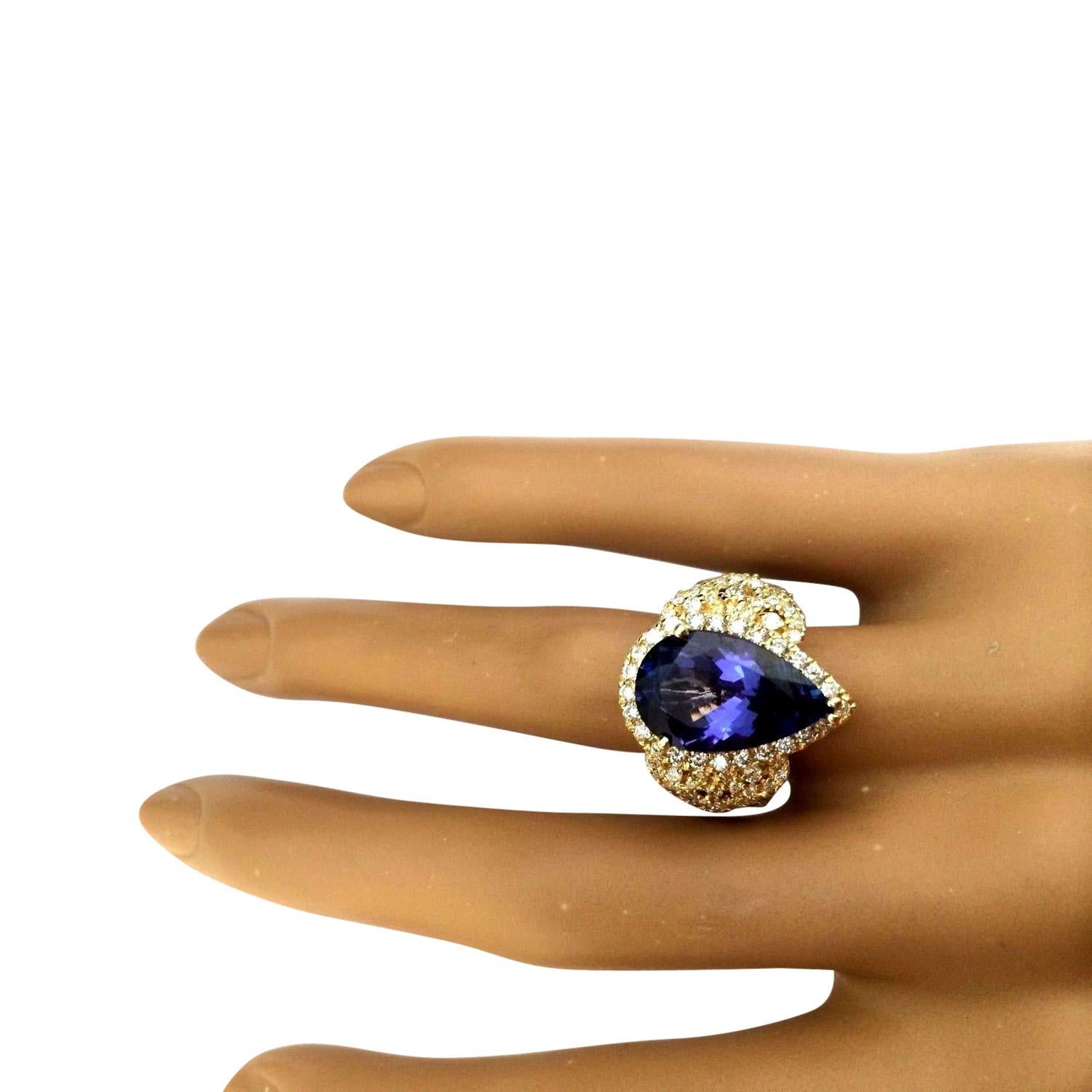 7.73 Carat Tanzanite 18 Karat Solid Yellow Gold Diamond Ring For Sale 1