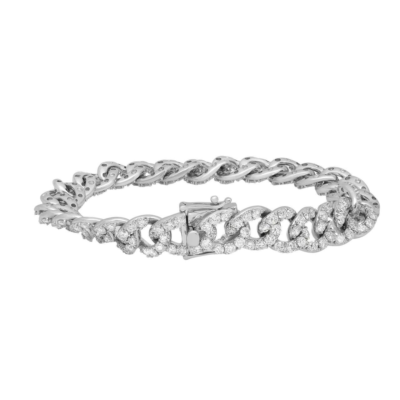 Modern 7.74 Carat Diamond Chain Link Bracelet 18K White Gold