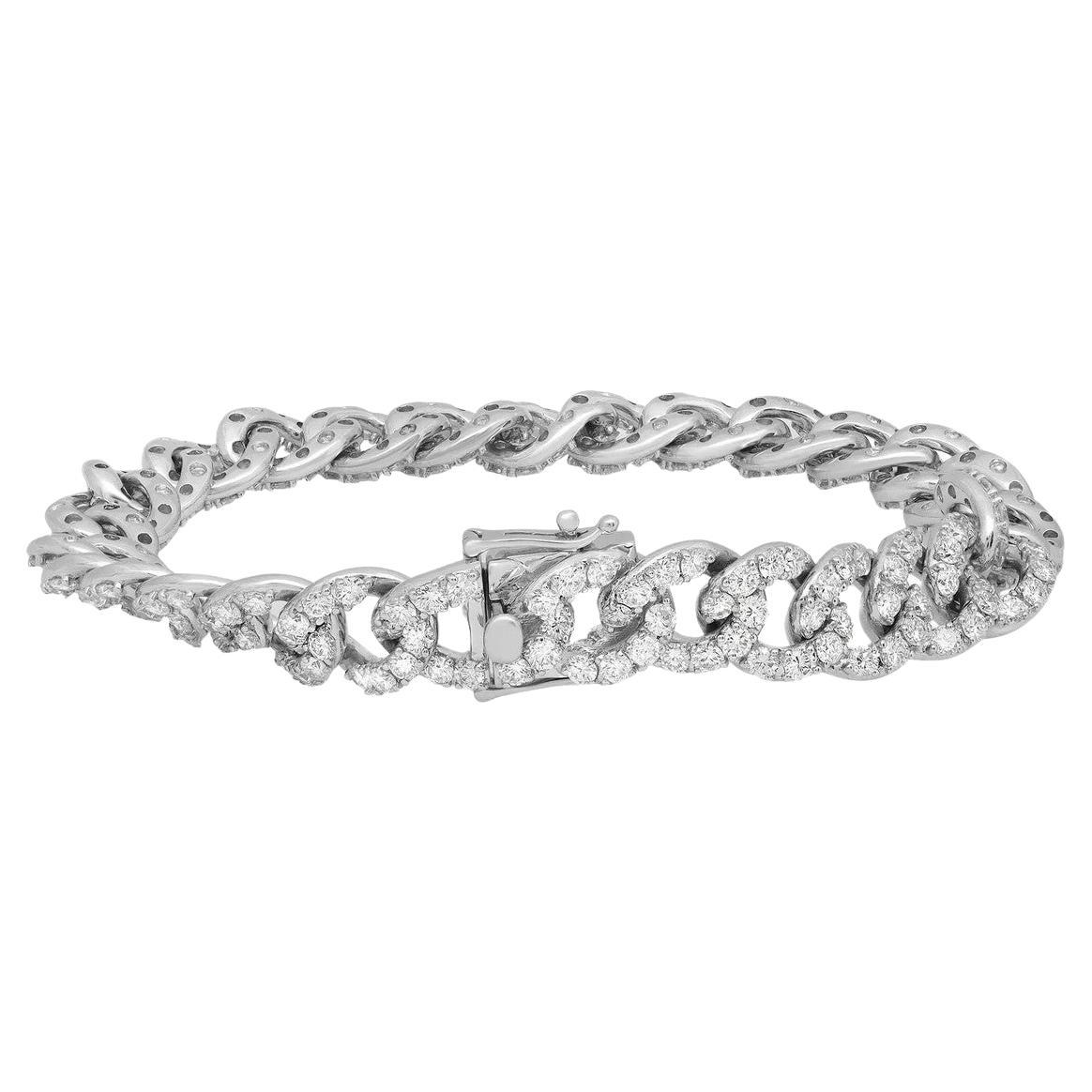 7.74 Carat Diamond Chain Link Bracelet 18K White Gold