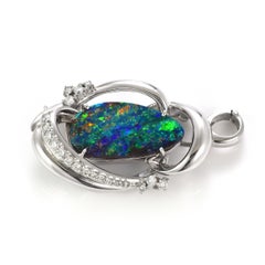 7.74 Carat Natural Australian Boulder Opal Pendant/Brooch Made in Platinum