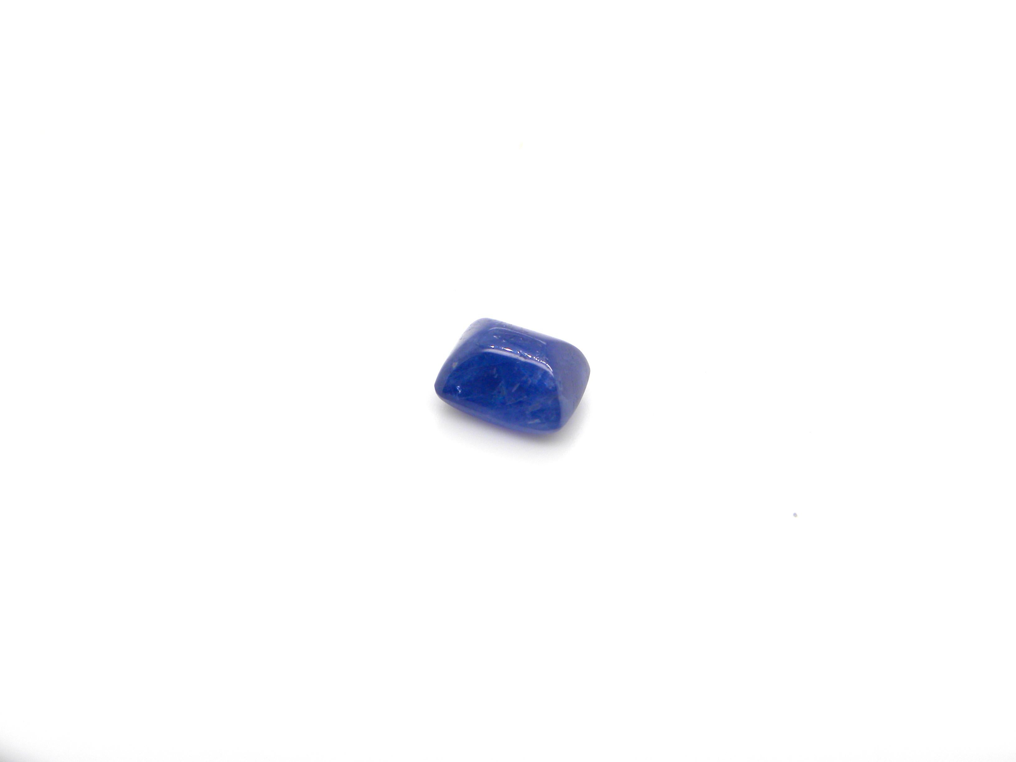 Contemporary 7.74 Carat Sugarloaf-Cut Unheated Burmese Blue Sapphire