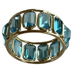 7.74 Carat Swiss Blue Topaz 14K Yellow Gold Eternity Band