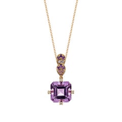 Sunita Nahata Amethyst 7.75ct. Pendant in 18KRG with Multi Gemstone Diamond.