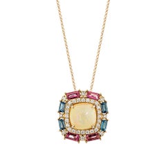 Sunita Nahata 7.75 Carat Opal Pendant in 18KRG with Multi Gemstone and Diamond.