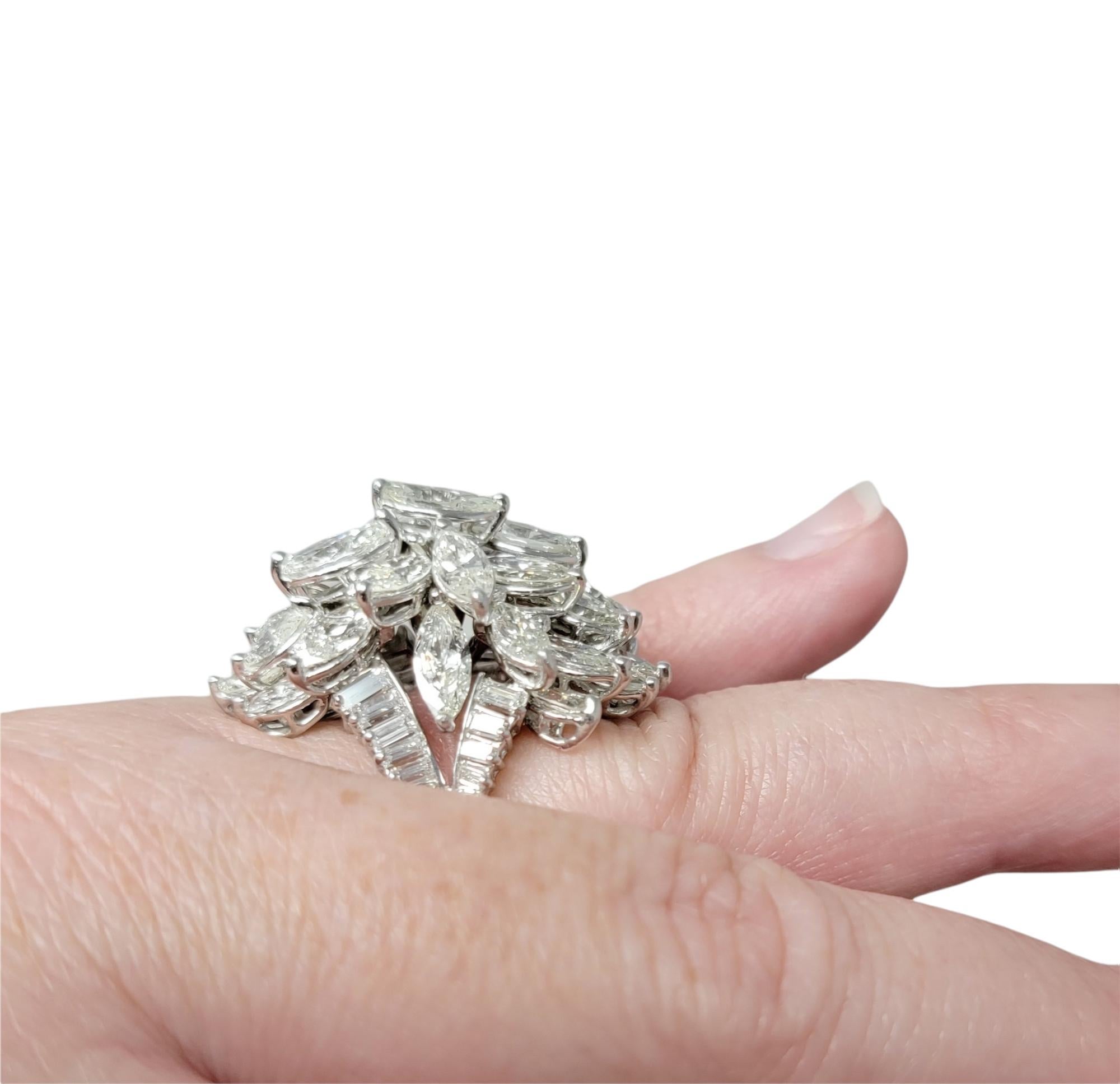 7.75 Carats Marquis and Baguette Diamond Cluster Cocktail Ring in 18 Karat Gold  4