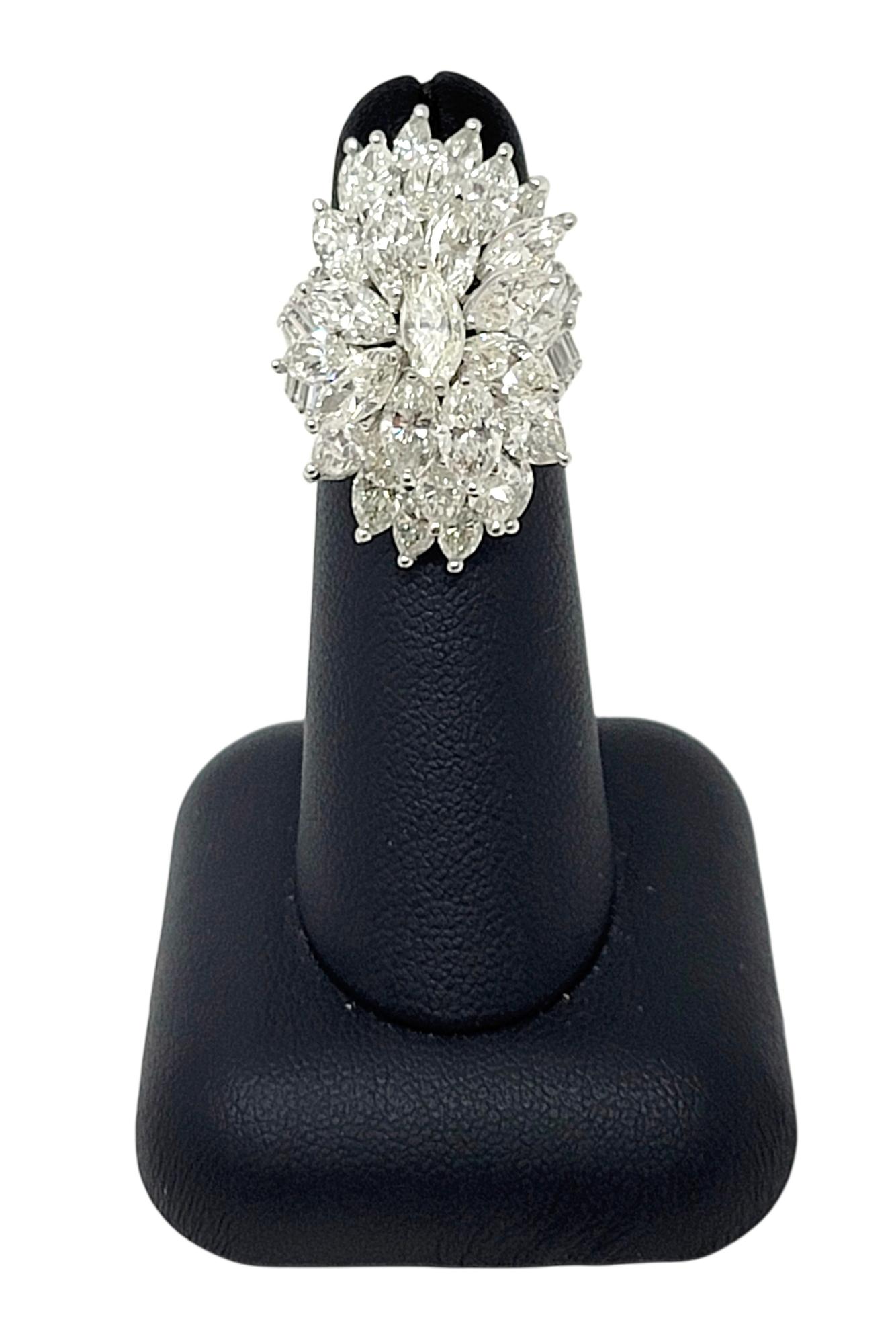 7,75 Karat Marquis- und Baguette-Diamant-Cluster-Cocktailring aus 18 Karat Gold 7
