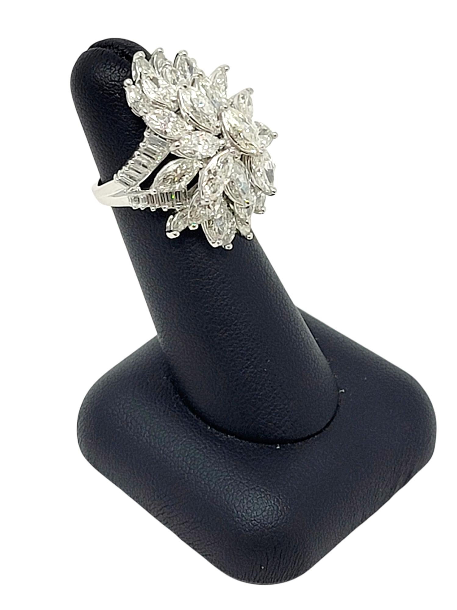 7.75 Carats Marquis and Baguette Diamond Cluster Cocktail Ring in 18 Karat Gold  8
