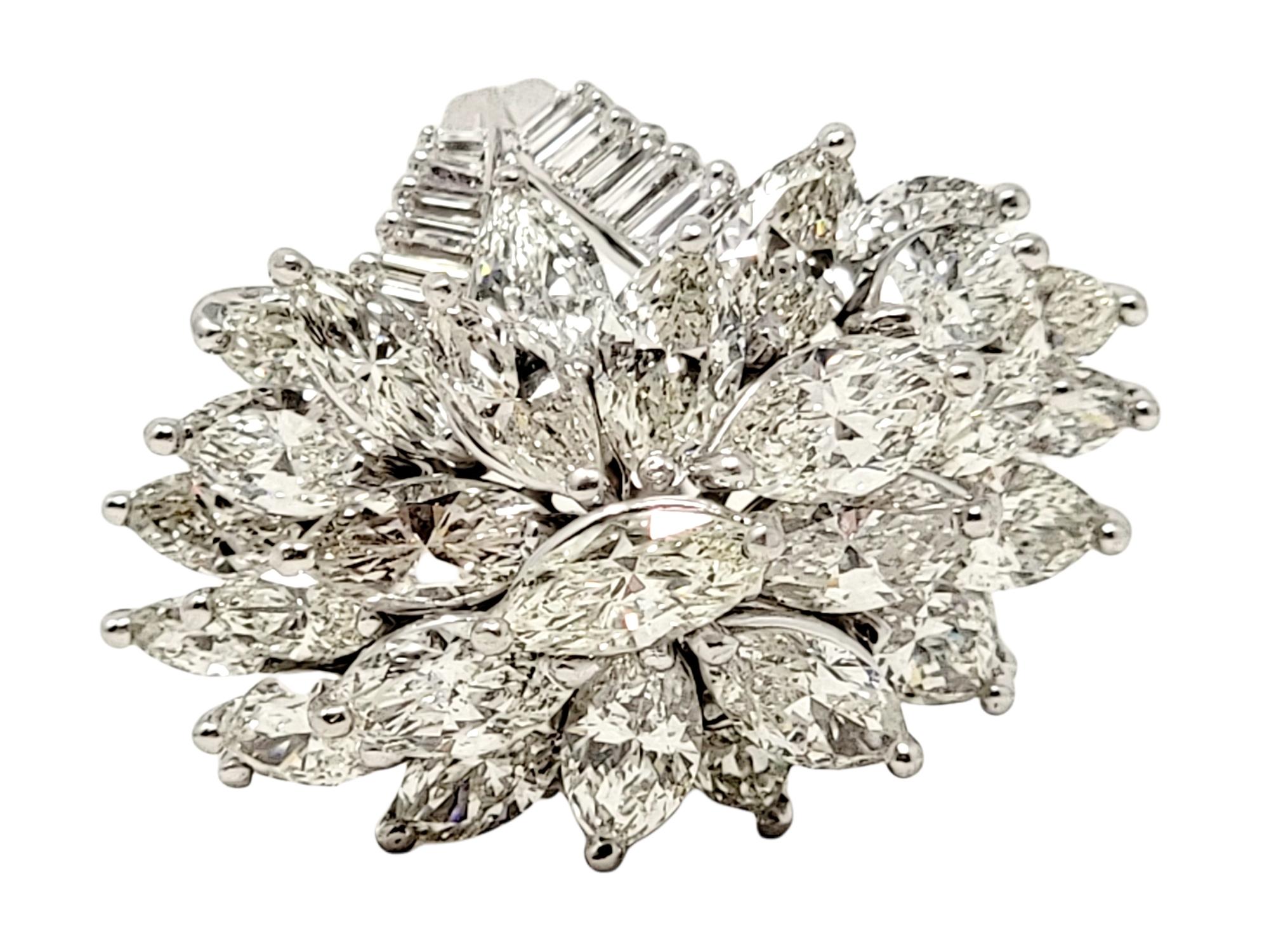 7,75 Karat Marquis- und Baguette-Diamant-Cluster-Cocktailring aus 18 Karat Gold (Marquiseschliff)