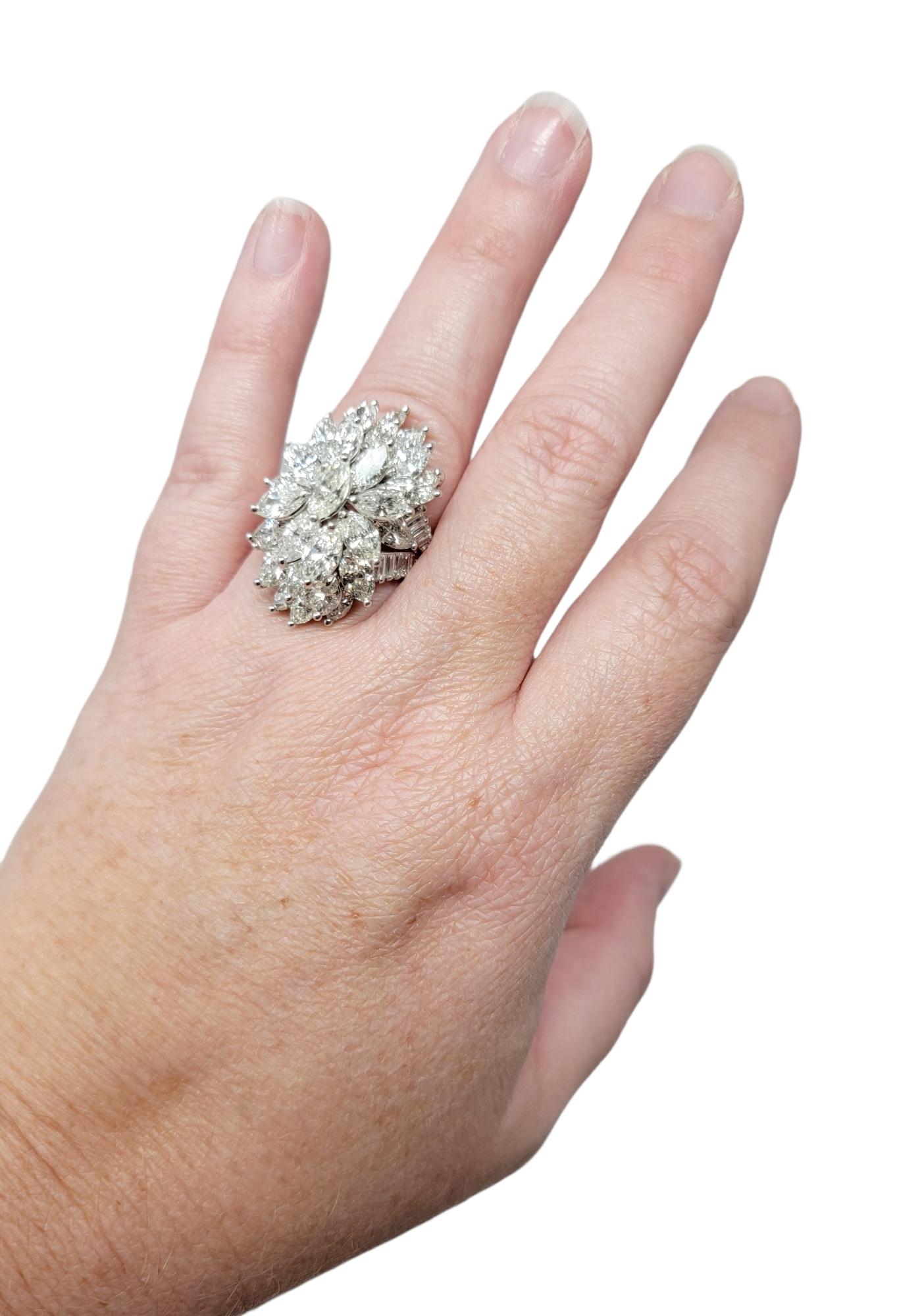 7.75 Carats Marquis and Baguette Diamond Cluster Cocktail Ring in 18 Karat Gold  3