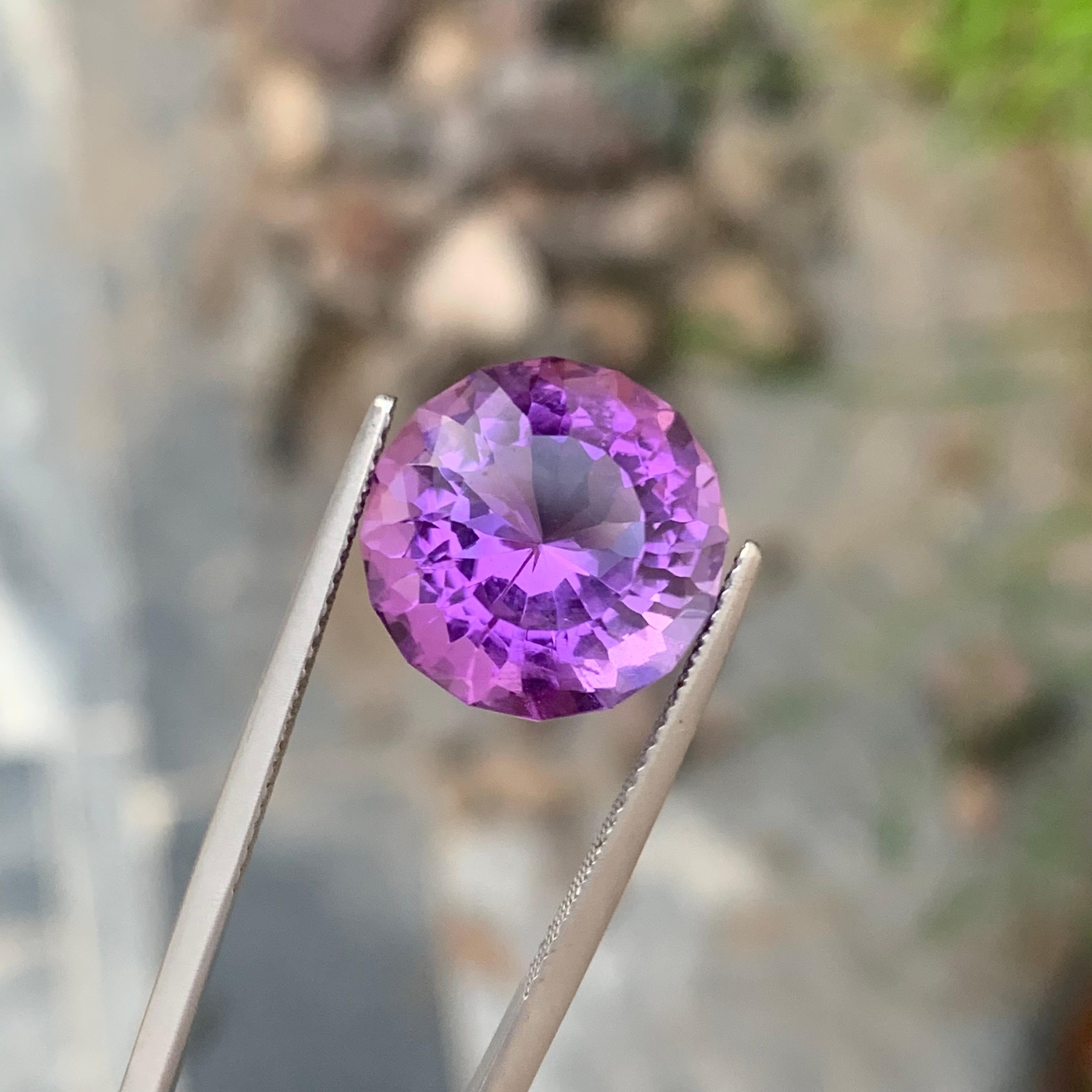 Anglo-Indian 7.75 Carats Natural LoosePurple Amethyst Ring Gem Round Shape Brazil Mine For Sale
