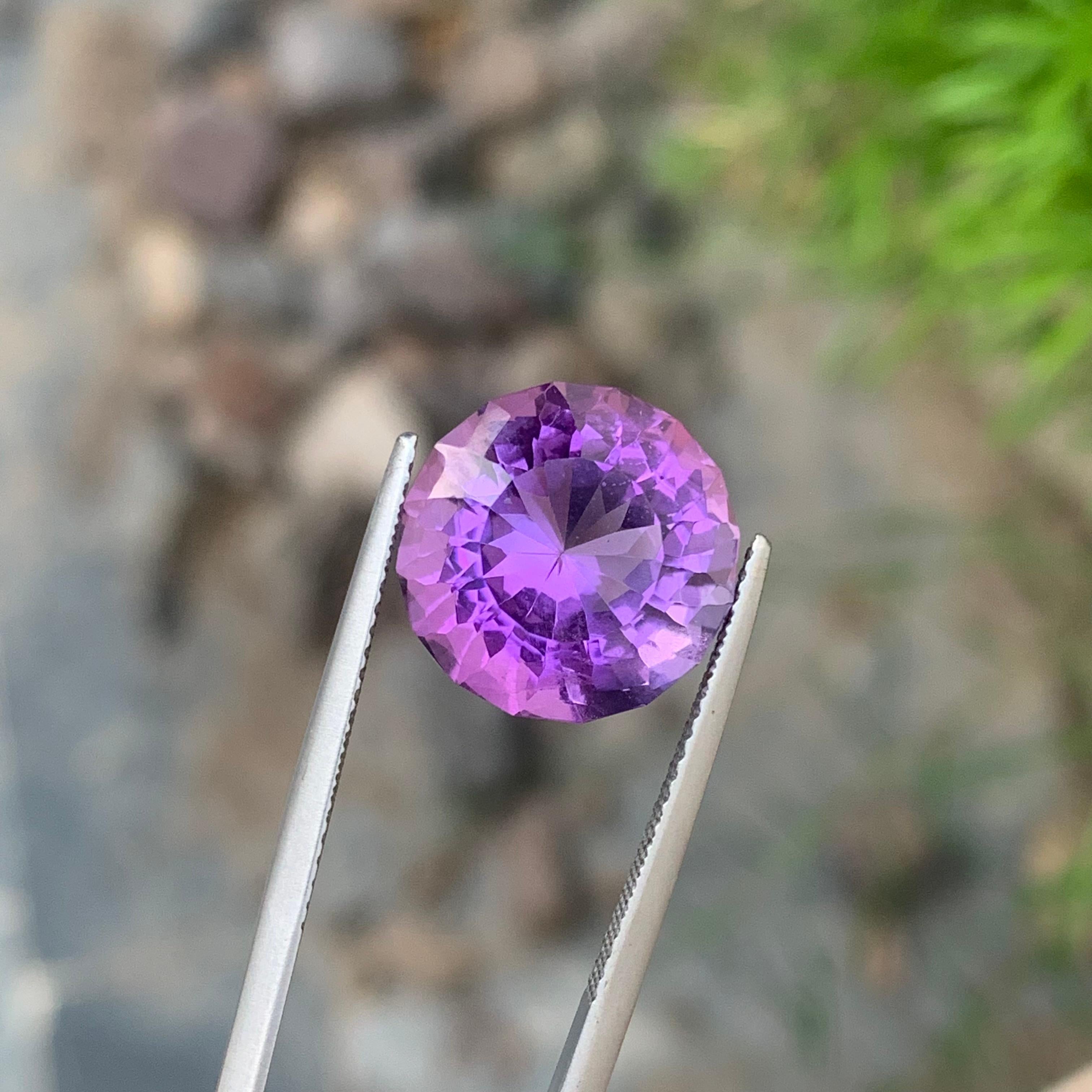 7.75 Carats Natural LoosePurple Amethyst Ring Gem Round Shape Brazil Mine In New Condition For Sale In Peshawar, PK