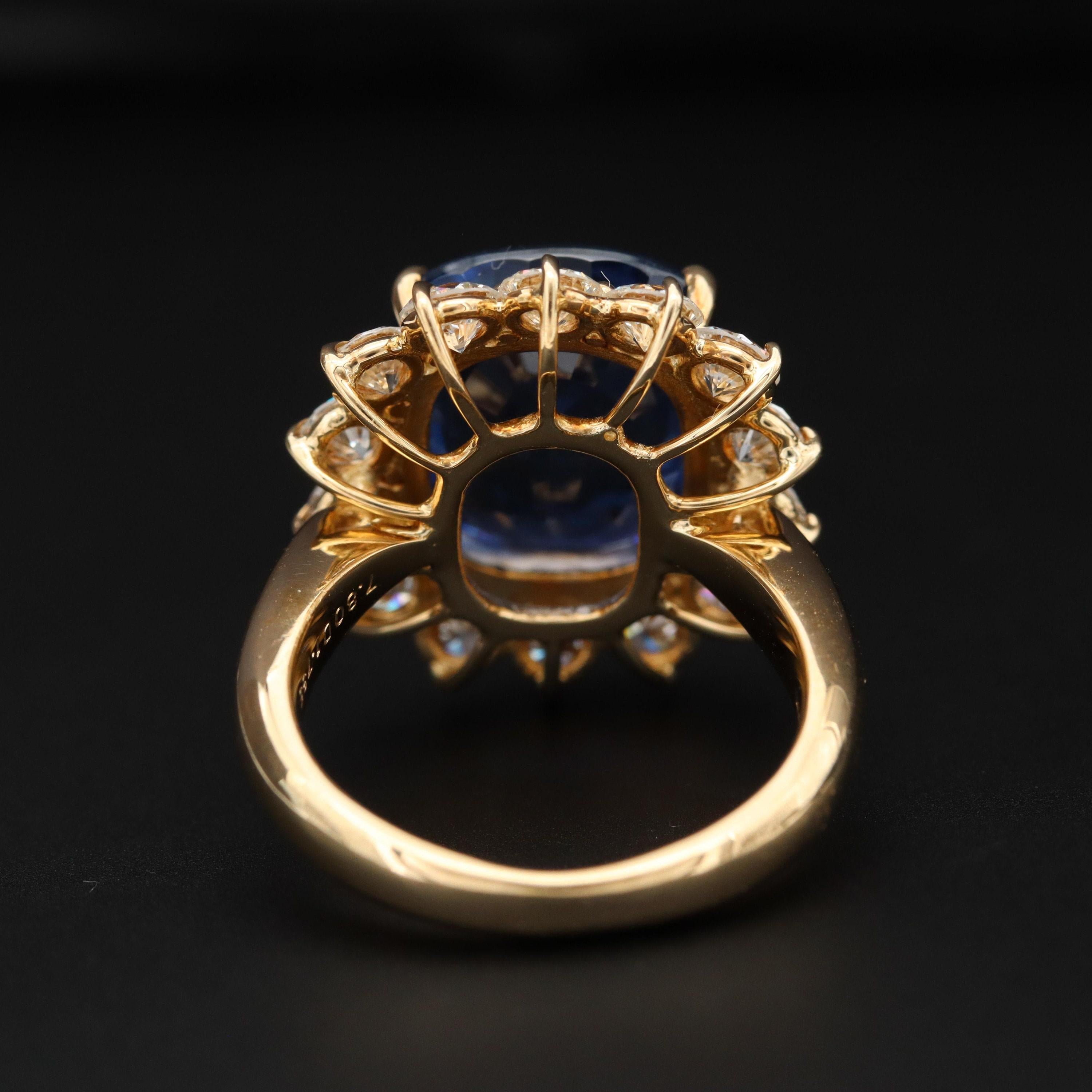 For Sale:  18K Gold 5 CT Natural Sapphire Diamond Antique Art Deco Style Engagement Ring 5