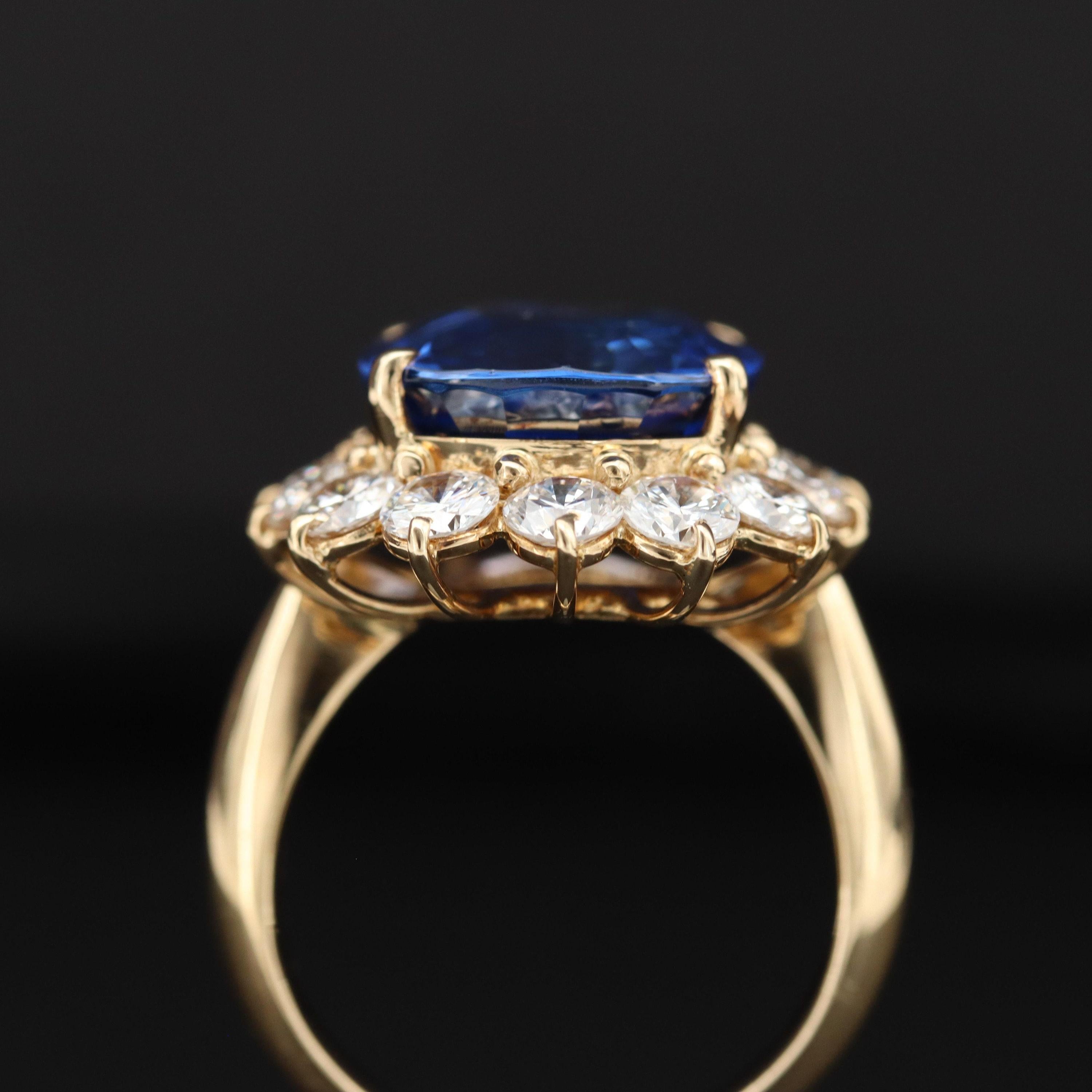 For Sale:  18K Gold 5 CT Natural Sapphire Diamond Antique Art Deco Style Engagement Ring 6