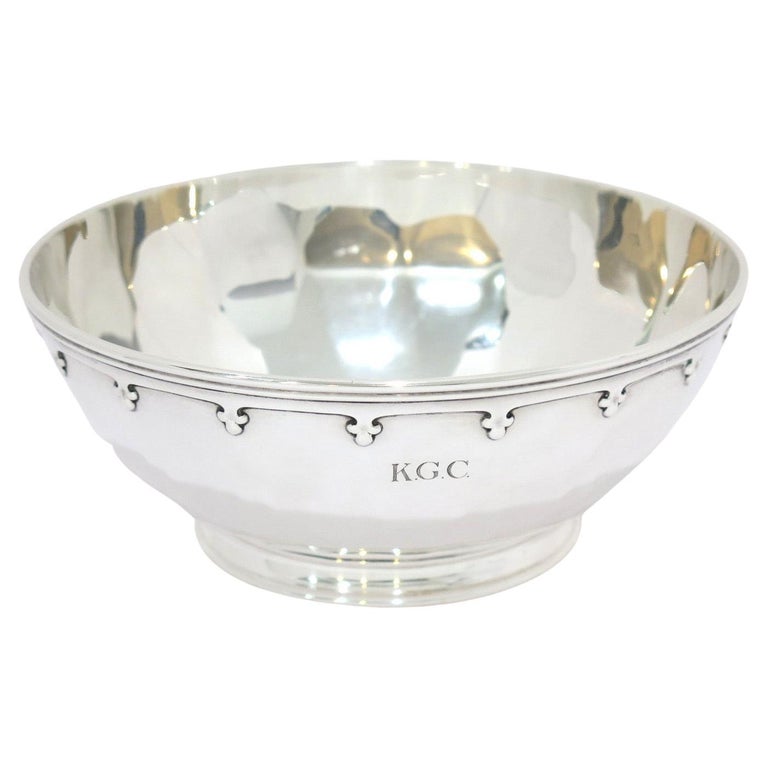 7.75" Sterling Silver Tiffany Antique Multifaceted Leaf Rim Footed