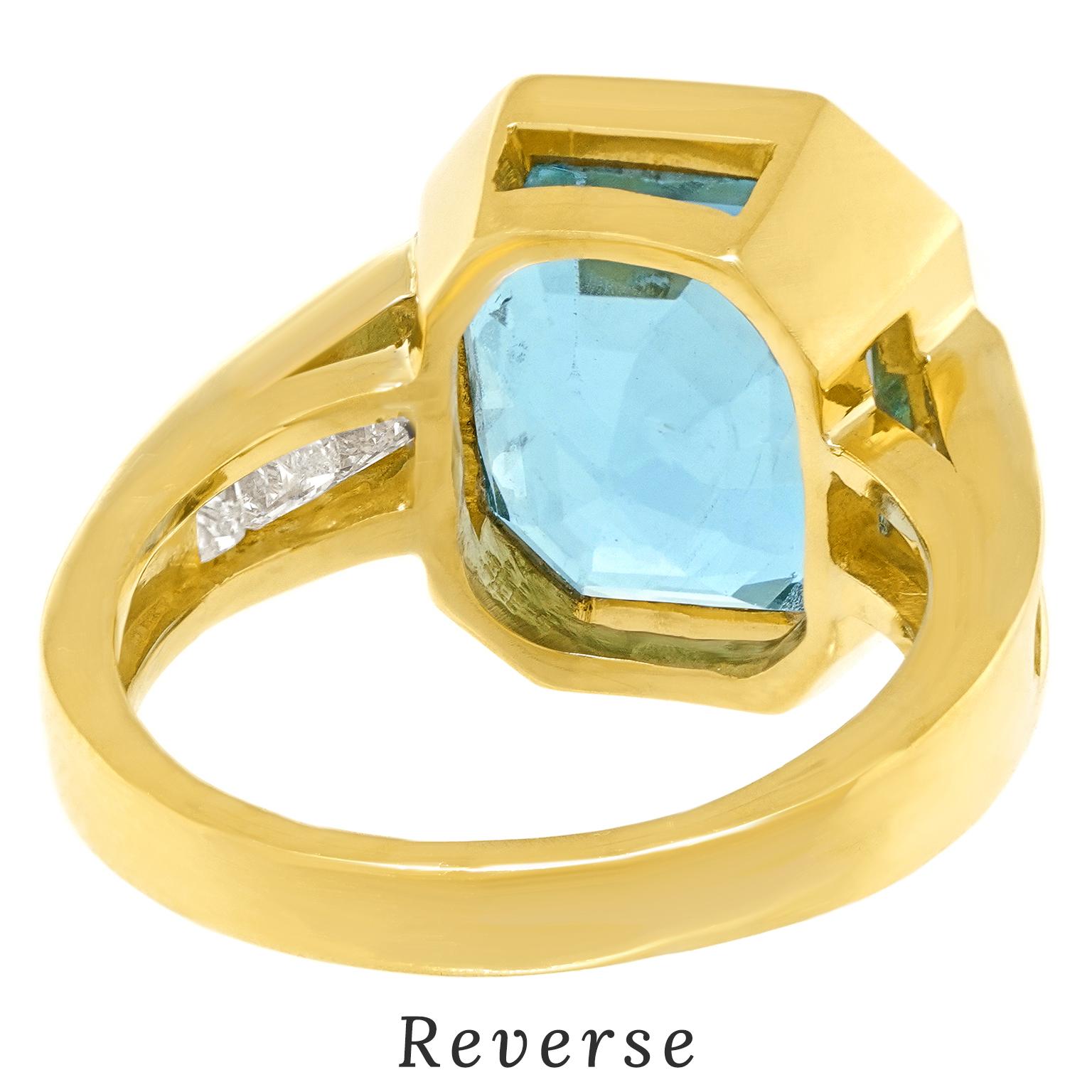 7.76 carat Aquamarine & Diamond Ring For Sale 6