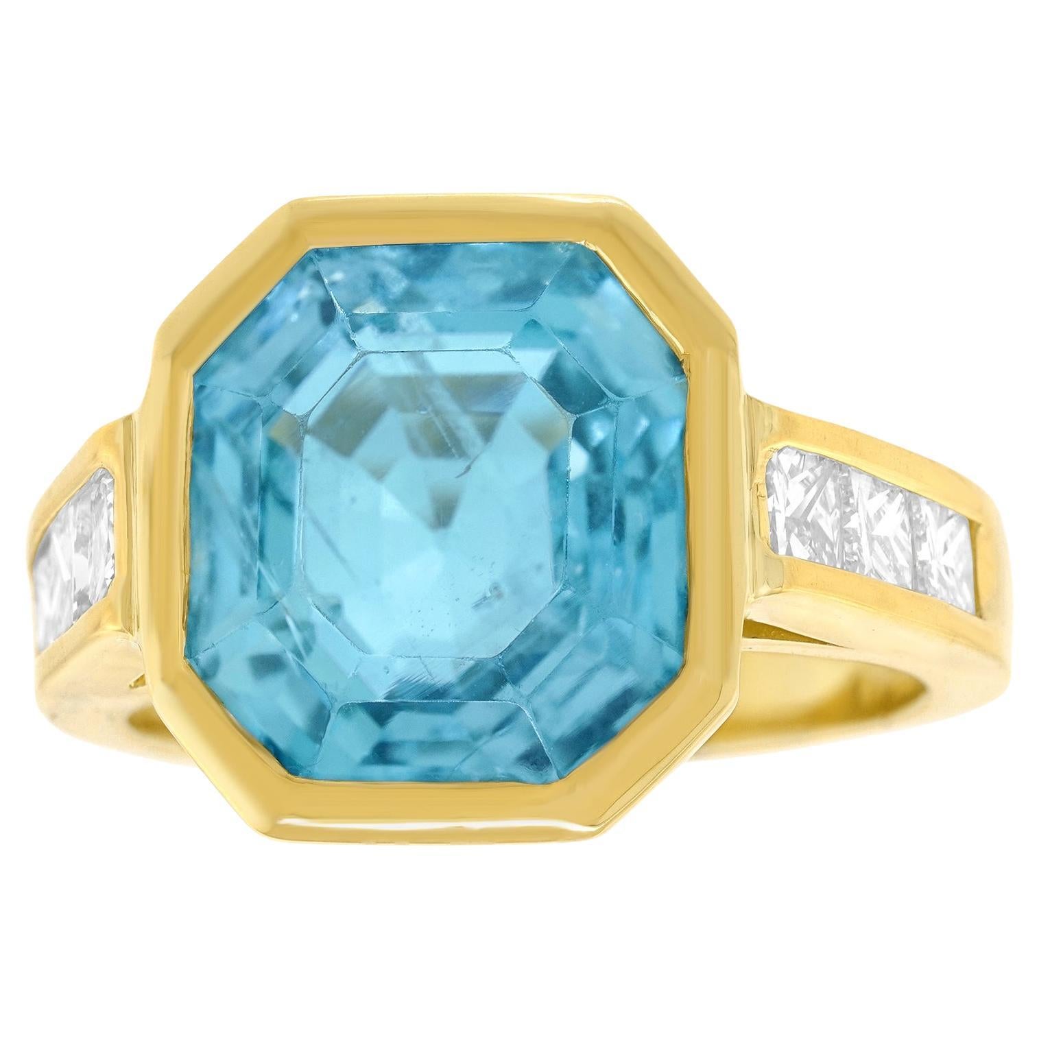 Anillo de Aguamarina y Diamantes de 7,76 quilates
