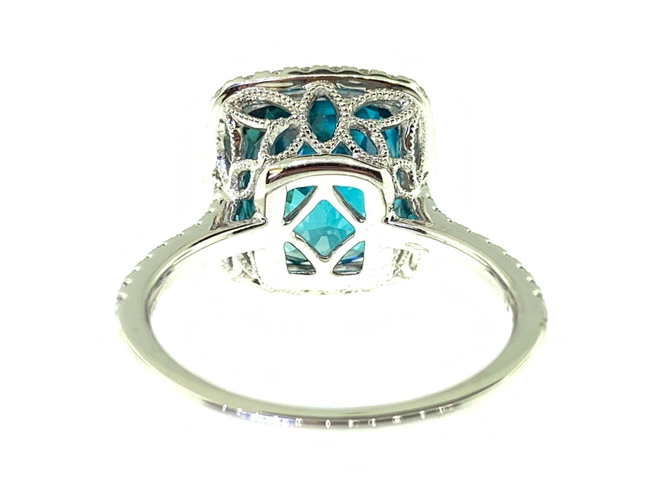 7.76 Carat Blue Zircon and Diamond Cocktail Ring In New Condition In Great Neck, NY