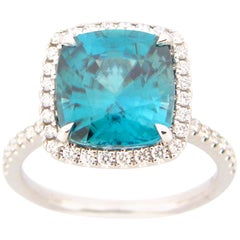 7.76 Carat Blue Zircon and Diamond Cocktail Ring