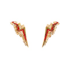 Boucles d'oreilles en diamants de couleur fantaisie de 7,76 carats, or jaune 18 carats, Austy Lee