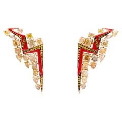 Boucles d'oreilles en diamants de couleur fantaisie de 7,76 carats, or jaune 18 carats, Austy Lee