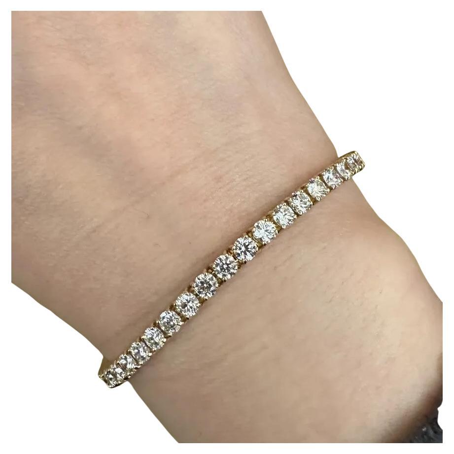 7,76 Karat rundes Diamant-Tennisarmband aus 14k Gelbgold 7,25 Zoll