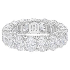 7.76 Carat SI/H Oval Diamond Eternity Engagement Band Ring 14K White Gold