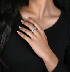 7.76 Carat SI/H Oval Diamond Eternity Engagement Band Ring 18K White Gold