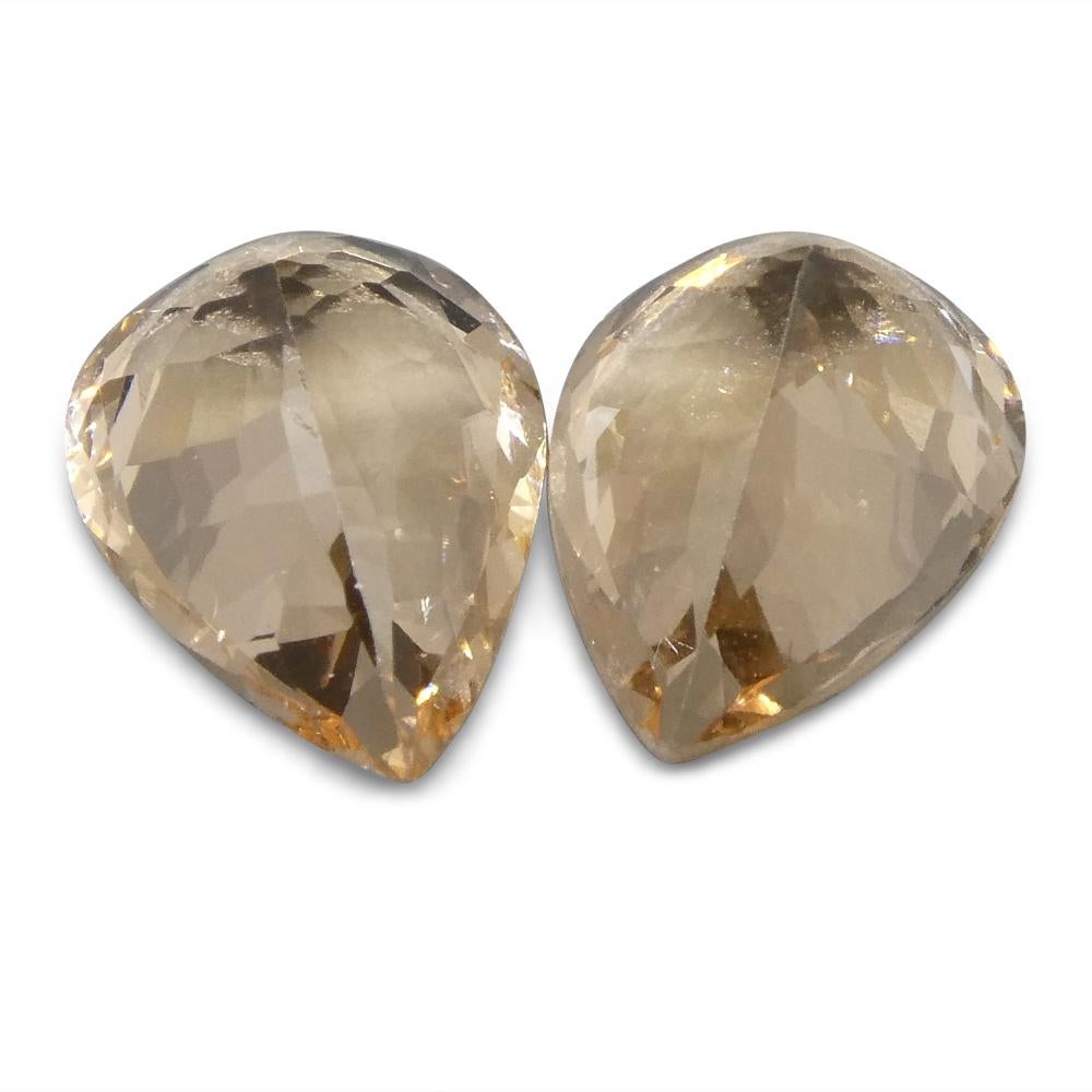 7.76 ct Pear Morganite Pair In New Condition For Sale In Toronto, Ontario